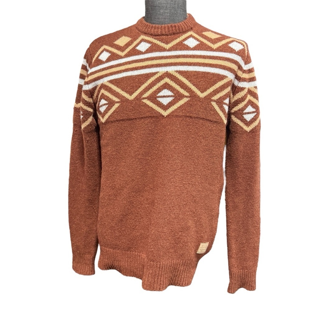 Passenger Thick Geometric Wool Blend Sweater Mens Size M Jumper Outdoor Retro